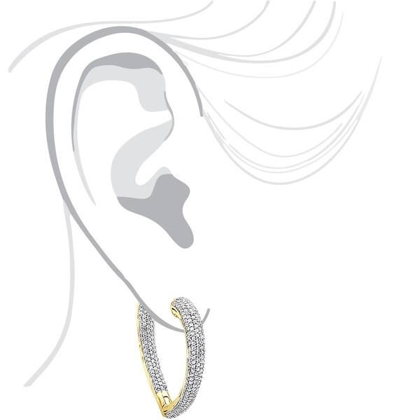 Inside Out Diamond Heart Earrings In 14k Gold Hoops 1 35ctw By Luxurman Overstock