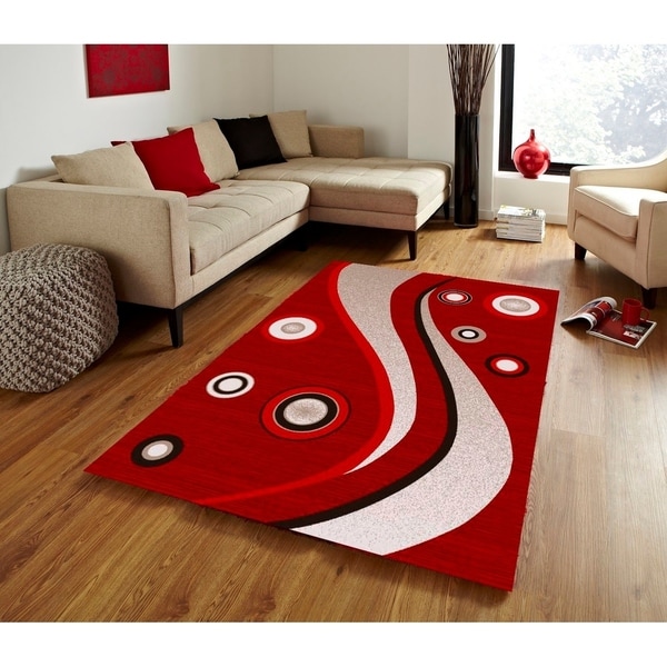 Spotted Brown Area Rug F 7508 Red-White 4' x 5' - 4' x 5'