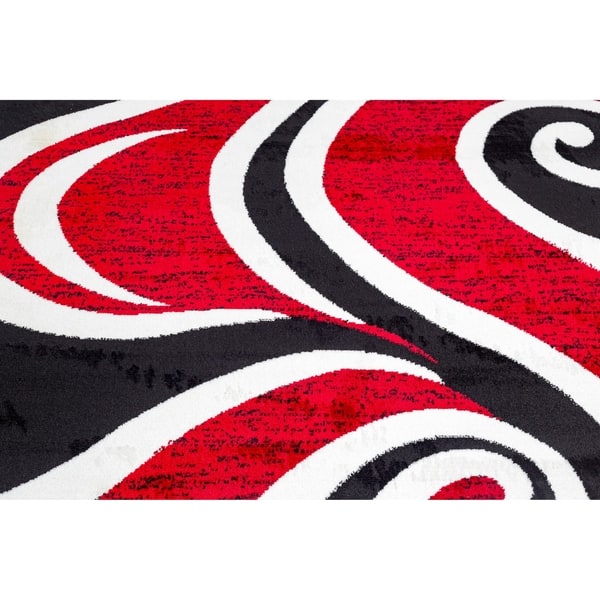 Mckenzie Red Black White Area Rug 5 Ft By 7 X Mckenzie Red Black White Area Rug