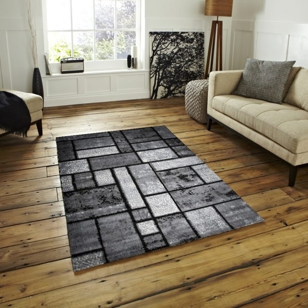 Giuliana Dusty Brick Area Rug F 7513 Gray-Black 4' x 5' - 4' x 5'