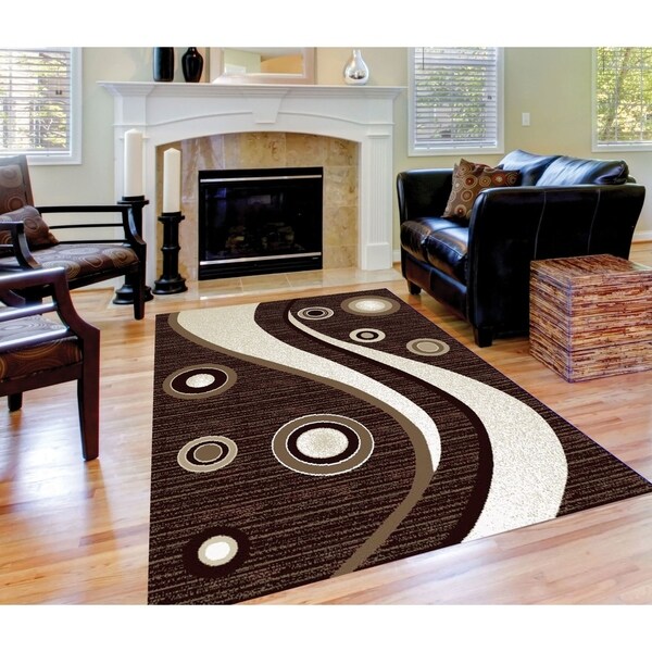 Spotted Brown Area Rug F 7508 Brown-White 4' x 5' - 4' x 5'