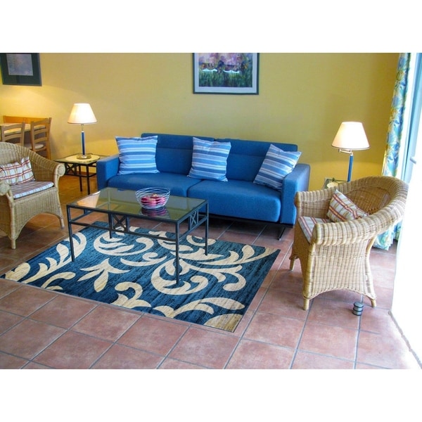 Knoxville Area Rug F 7510 Blue-White 5' x 7' - 5' x 7'