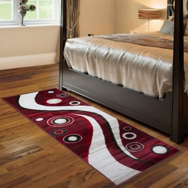 Spotted Brown Area Rug F 7508 Red-White 3' x 8' - 3' x 8'