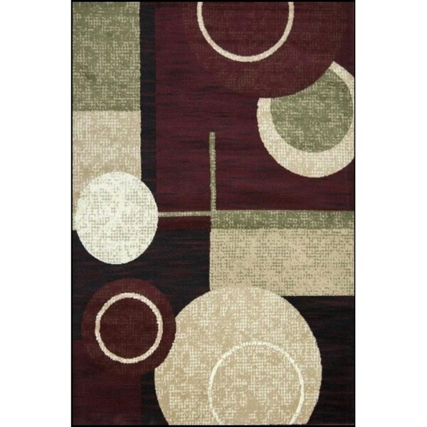 Cylindrical Maroon/Green Area Rug - 2' X 3'