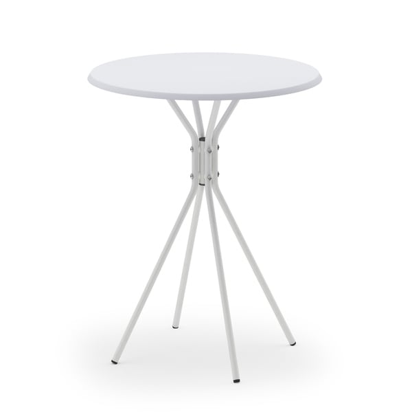 Porch & Den Ainslie White Metal Crossed Leg Round Side Table