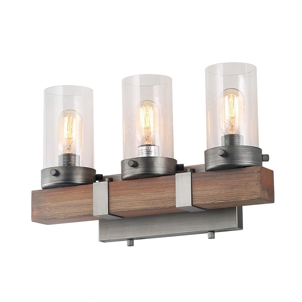 Lnc 3 Light Rustic Wall Sconces Wood Bathroom Vanity Lights Lnc 3 Light Rustic Wall Sconces Wood