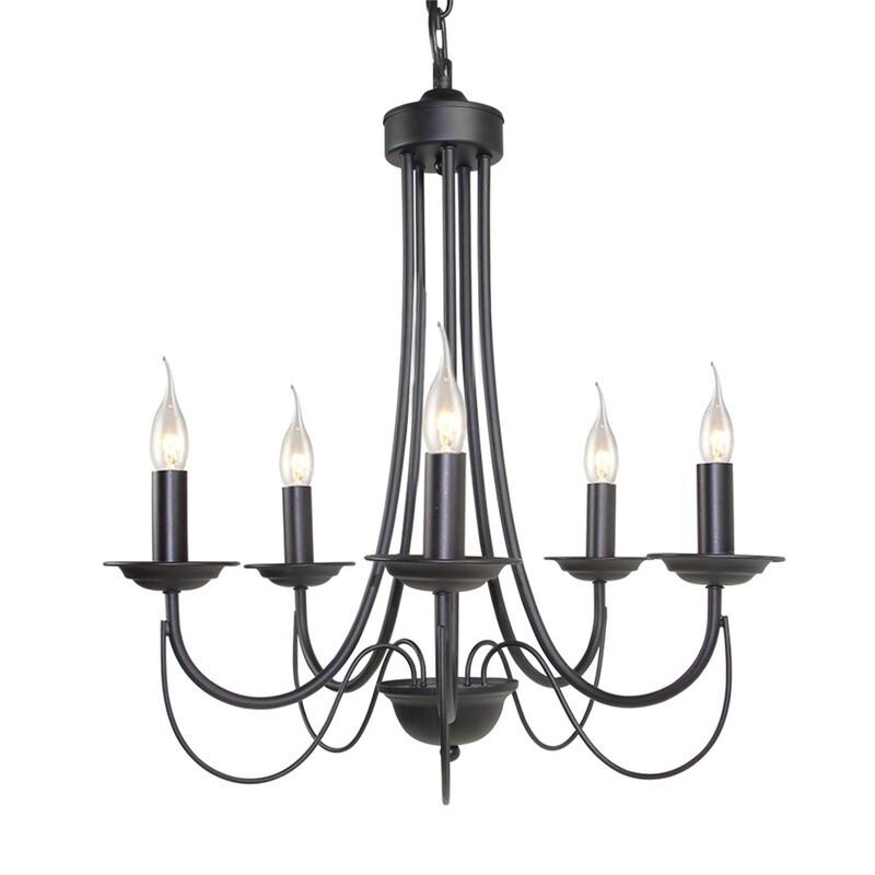 LNC Small Chandeliers 5-Light Chandelier Lighting Black Ceiling Light - Chandeliers For Bedrooms by Overstock.com