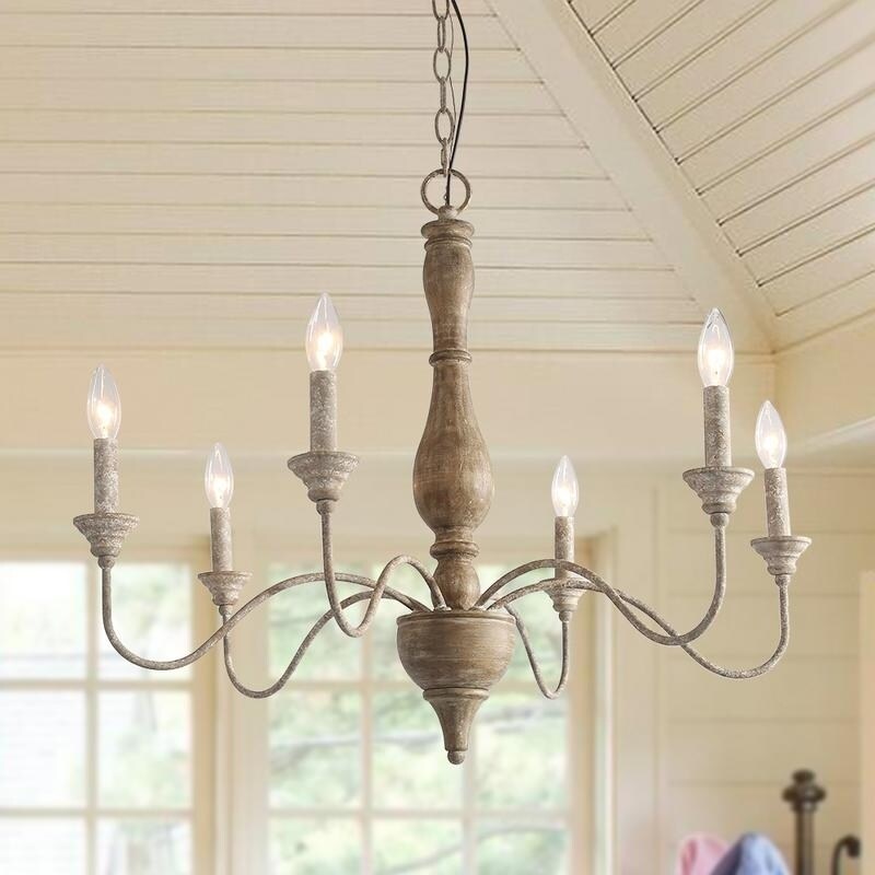 LNC 6-Light French Country Chandelier Lighting Rustic Chandelier - Chandeliers For Bedrooms by Overstock.com