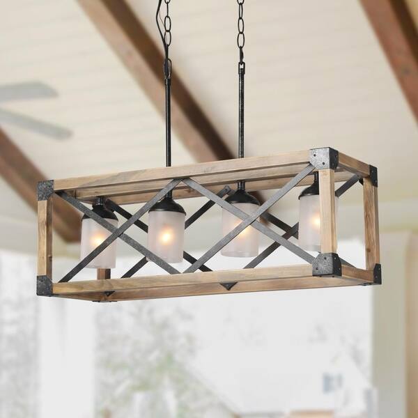 Shop Lnc Rustic Chandelier 4 Light Linear Kitchen Island Lighting