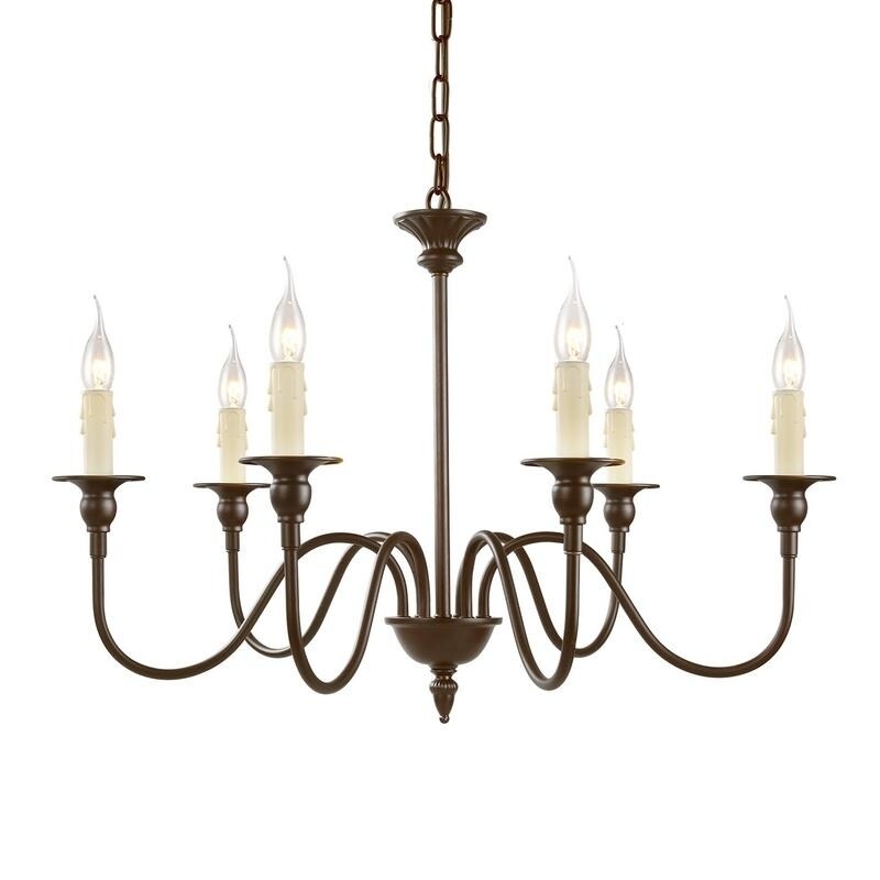 LNC 6-Light Bronze Traditional Candlelabra Chandelier - Chandeliers For Bedrooms by Overstock.com