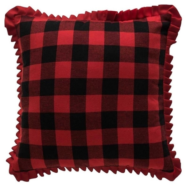 Farmhouse Plaid Fringe Throw Pillow