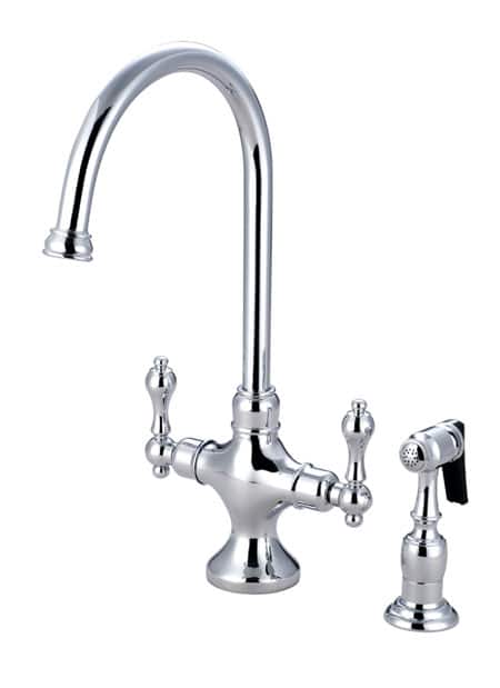 Kingston Brass Vintage Classic Dual-Handle Chrome Kitchen Faucet