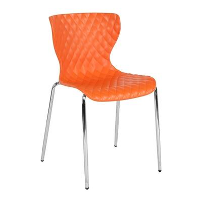 Offex Contemporary Ergonomically Contoured Design Orange Plastic Multipurpose Stack Chair