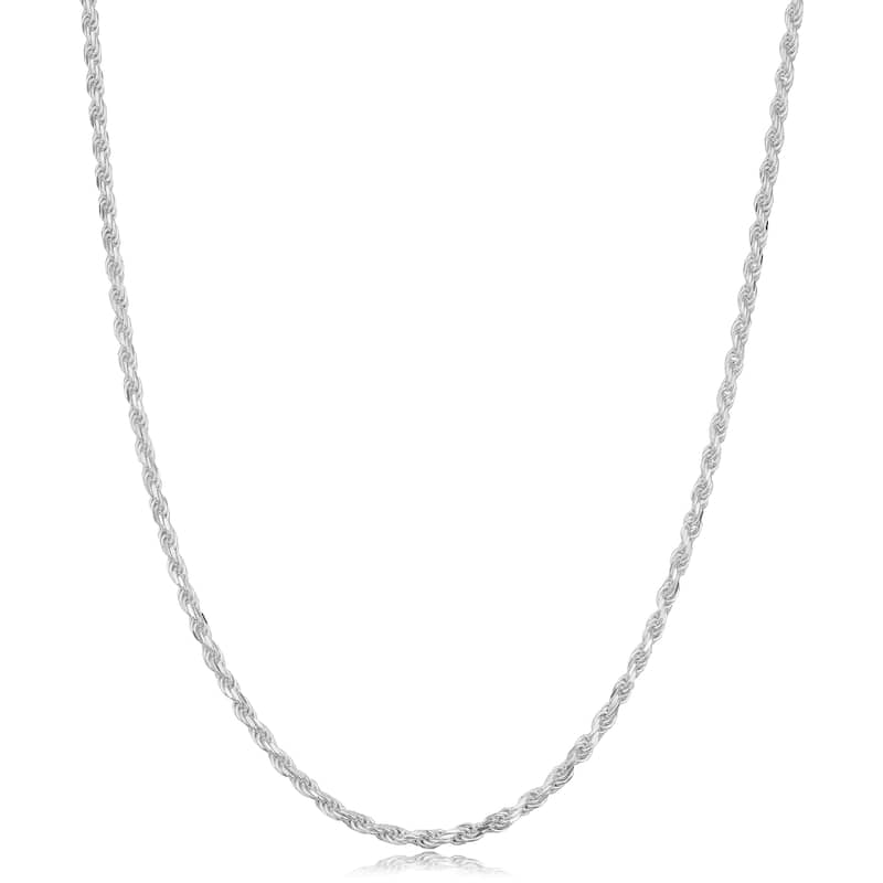 Sterling Silver 1.7 millimeter Diamond Cut Rope Necklace (14-30 inch)