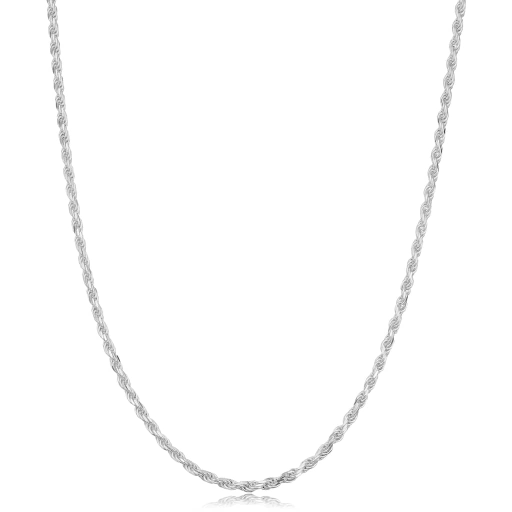 Sterling Silver 1.7 millimeter Diamond Cut Rope Necklace (14-30 inch)