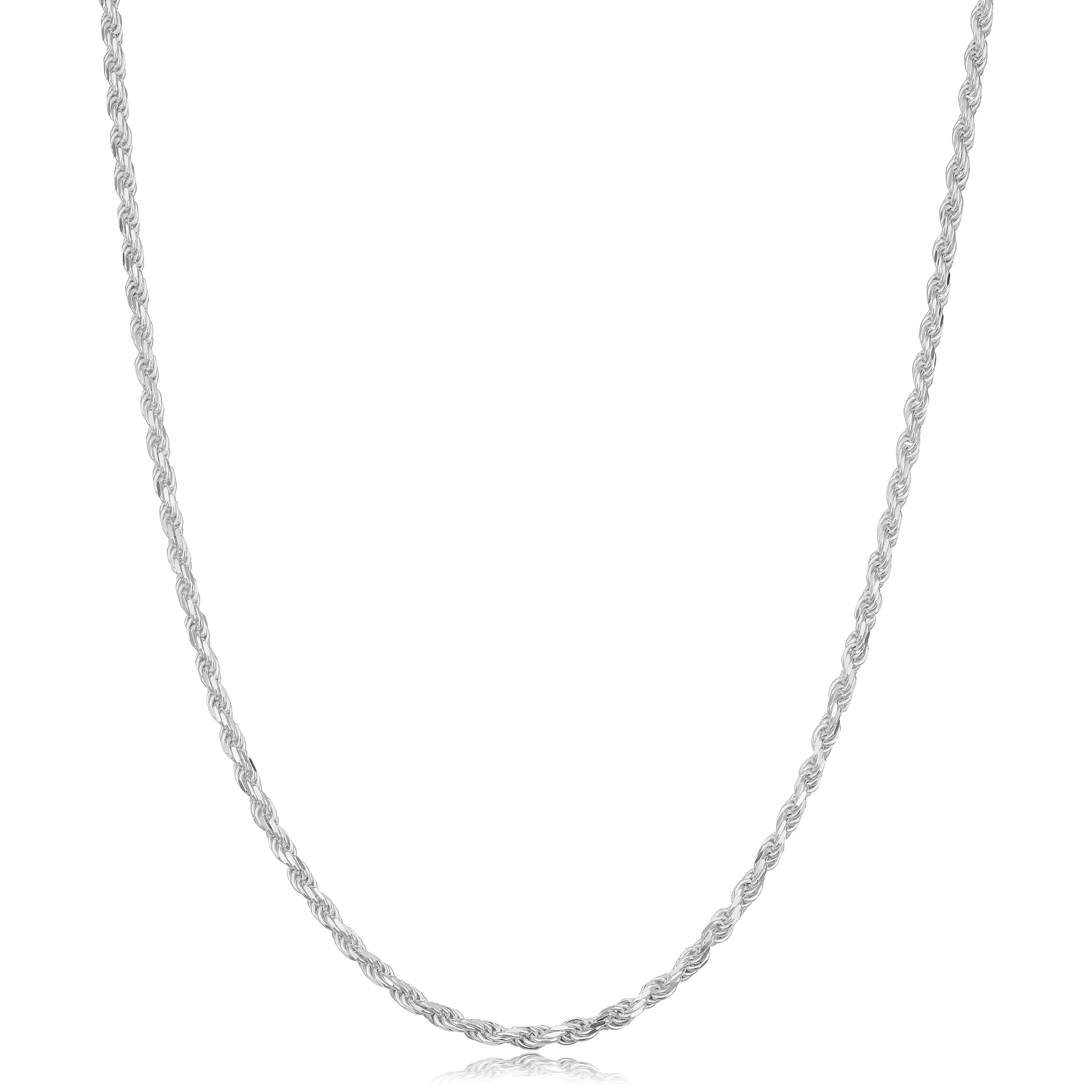 Au Naturale Sterling Silver 1.7 millimeter Diamond Cut Rope Necklace (14-30 inch)