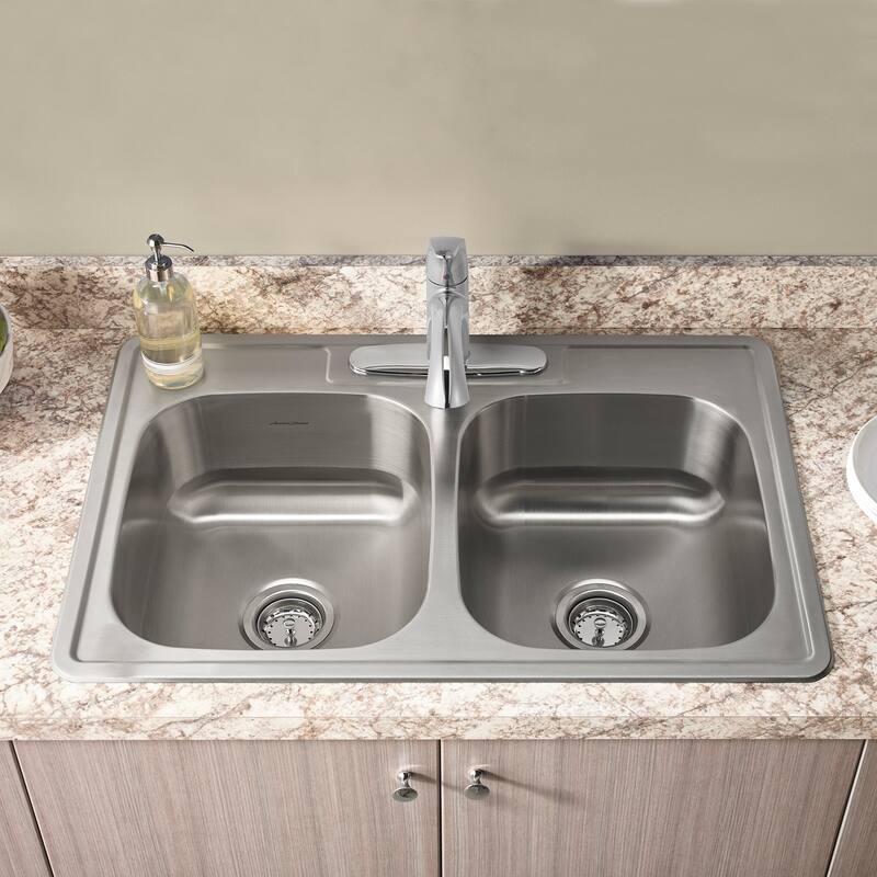 American Standard Colony 33x22 Double Bowl Stainless Steel Kitchen Sink
