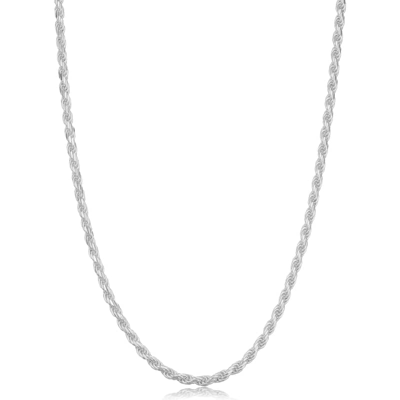 Sterling Silver 2.3 millimeter Diamond Cut Rope Necklace (14-30 inch) - Unisex/Women's - 24 Inch
