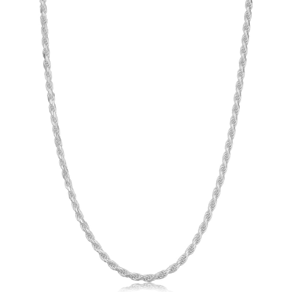 Sterling Silver 2.3 millimeter Diamond Cut Rope Necklace (14-30 inch)