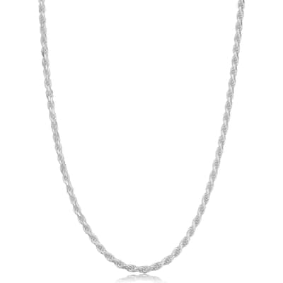 Sterling Silver 2.3 millimeter Diamond Cut Rope Necklace (14-30 inch)