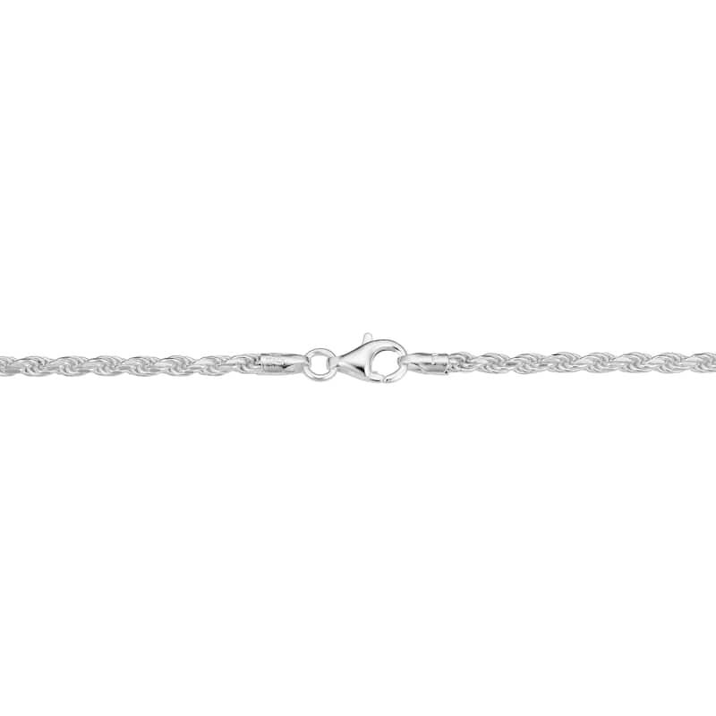 Sterling Silver 2.3 millimeter Diamond Cut Rope Necklace (14-30 inch)