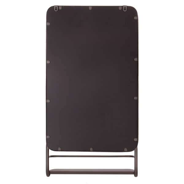 Patton Wall Decor Bronze Finish Accent Wall Mirror with Shelf Bed