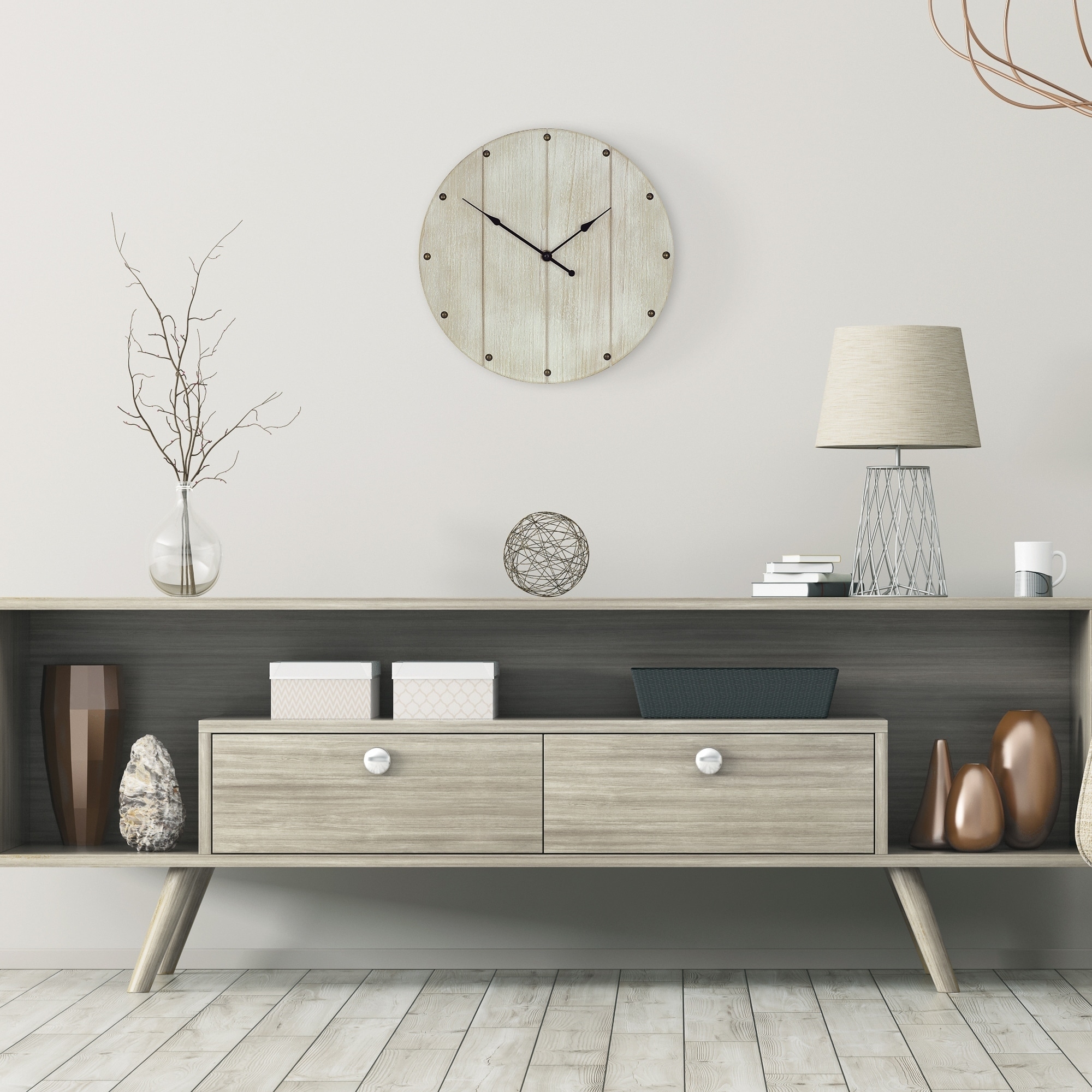 12 Frameless Rustic Whitewash Wood Plank Wall Clock 12 Frameless Rustic Whitewash Wood Plank Wall Clock