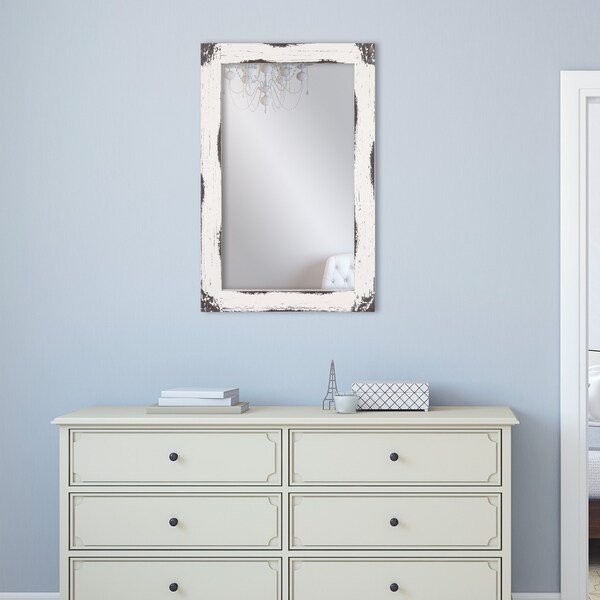 Shop Patton Wall Decor Distressed White Reclaimed Wood Wall Mirror - Overstock - 25457417