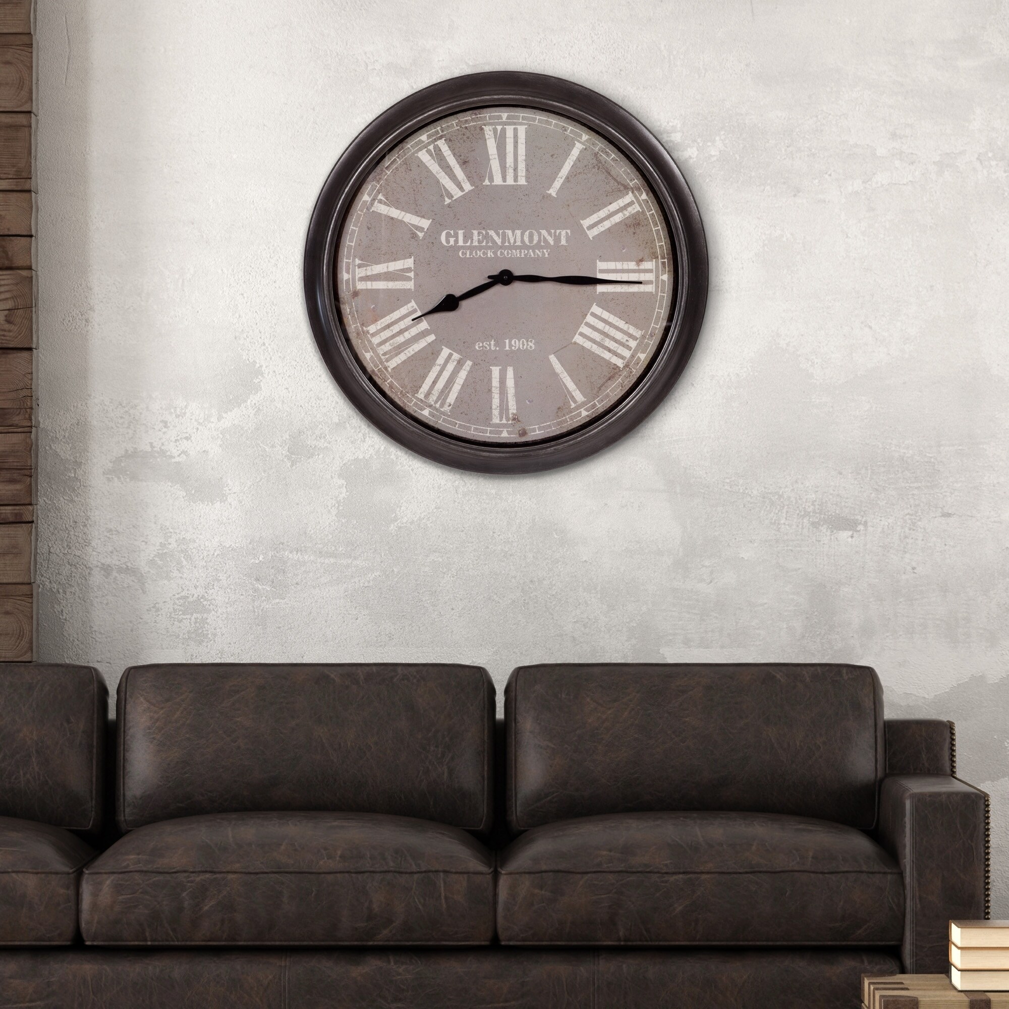 Clocks 30 Glenmont Wide Silver Framed Wall Clock