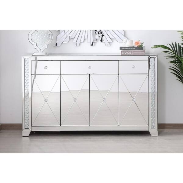 Shop 60 In Clear Crystal Mirrored Credenza Overstock 25457510