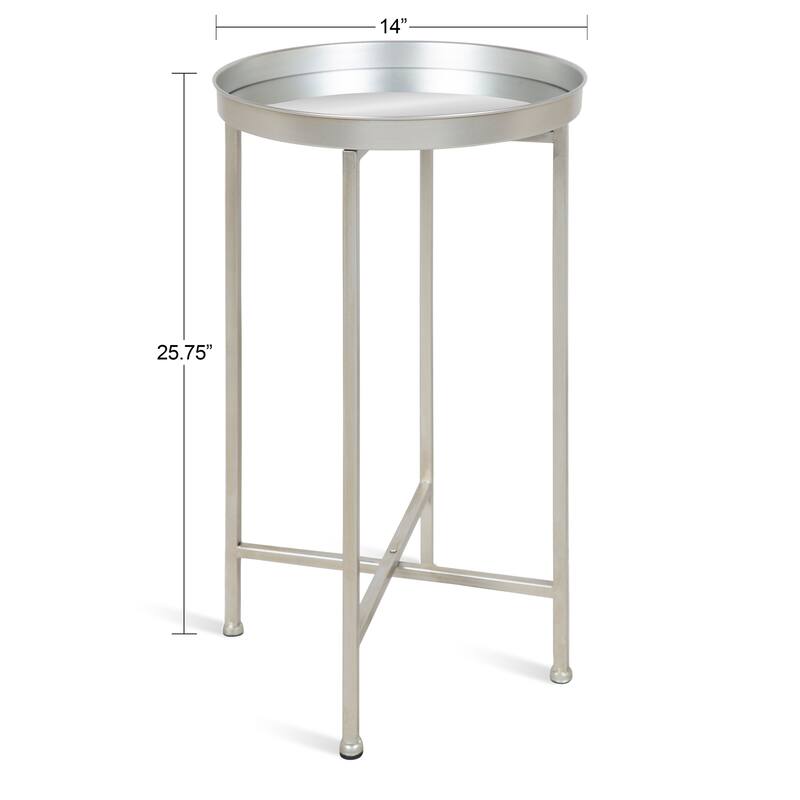 Kate and Laurel Celia Round Metal Foldable Tray Table - 14x14x25.75