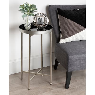 Kate and Laurel Celia Round Metal Foldable Tray Table - 14x14x25.75