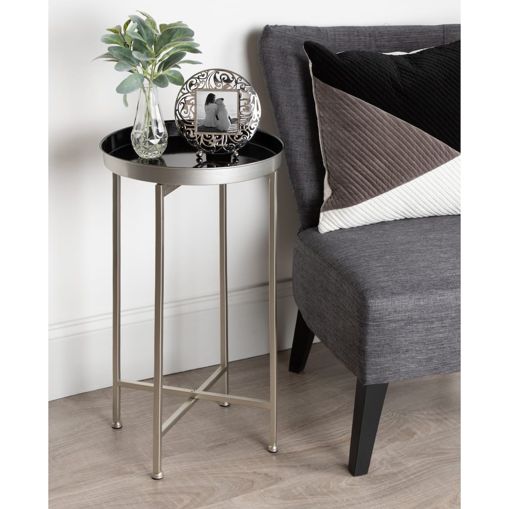 Kate and Laurel Celia Round Metal Foldable Tray Table - 14x14x25.75
