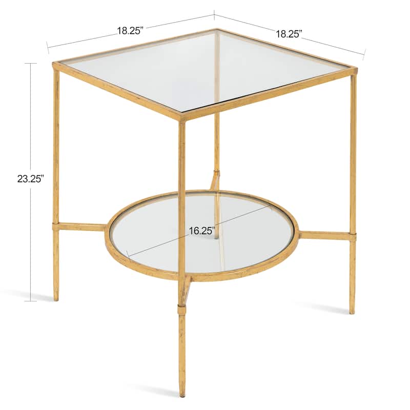 Kate and Laurel Tulare Metal and Glass Side Table - 18.25x18.25x23.25