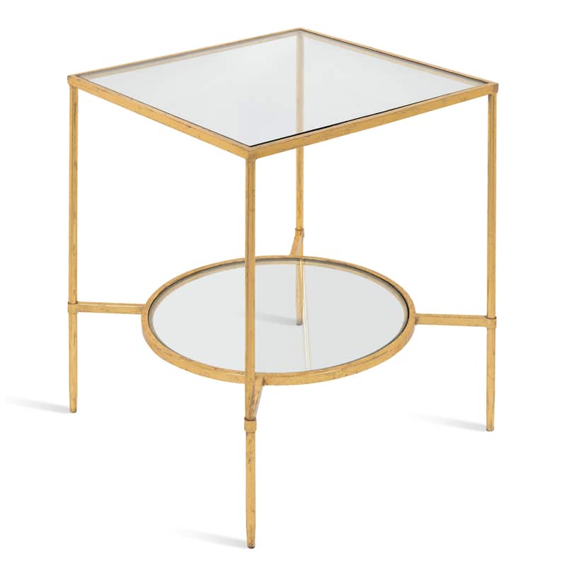 Kate and Laurel Tulare Metal and Glass Side Table - 18.25x18.25x23.25 - 18.25x18.25x23.25 - Gold - Glass