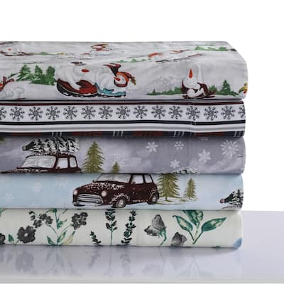 Warm 170-GSM Cotton Flannel Printed Pillowcases (Set of 2)