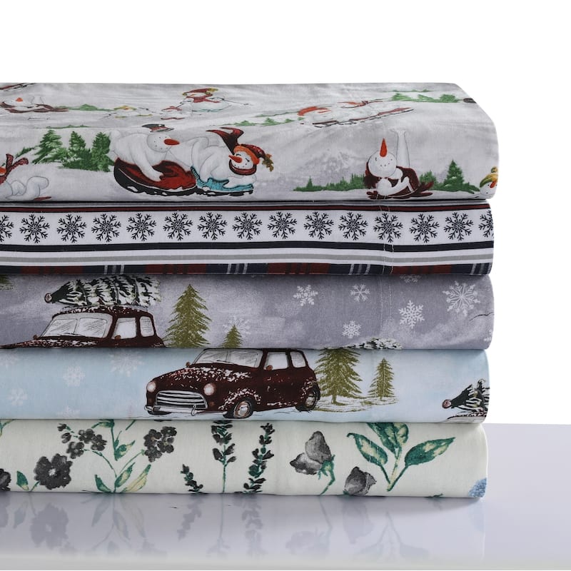Warm 170-GSM Cotton Flannel Printed Pillowcases (Set of 2)