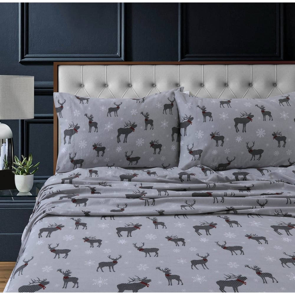 200-GSM Heavyweight Cotton Flannel Printed Pillowcases (Set of 2)