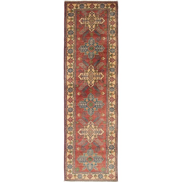 ECARPETGALLERY Hand-knotted Finest Gazni Dark Copper, Ivory Wool Rug - 2'7 x 9'5