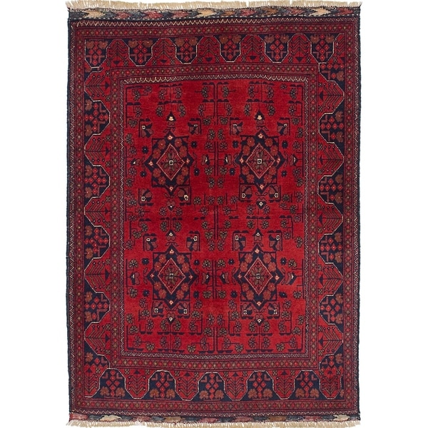 ECARPETGALLERY Hand-knotted Finest Khal Mohammadi Red Wool Rug - 3'5 x 4'8
