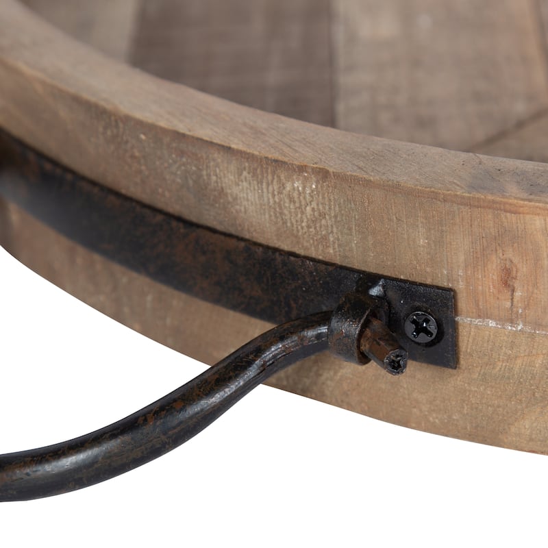 Kate and Laurel Marmora Wood and Metal Round Tray - 18" diameter