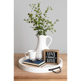 Kate and Laurel Marmora Wood and Metal Round Tray - 18" diameter