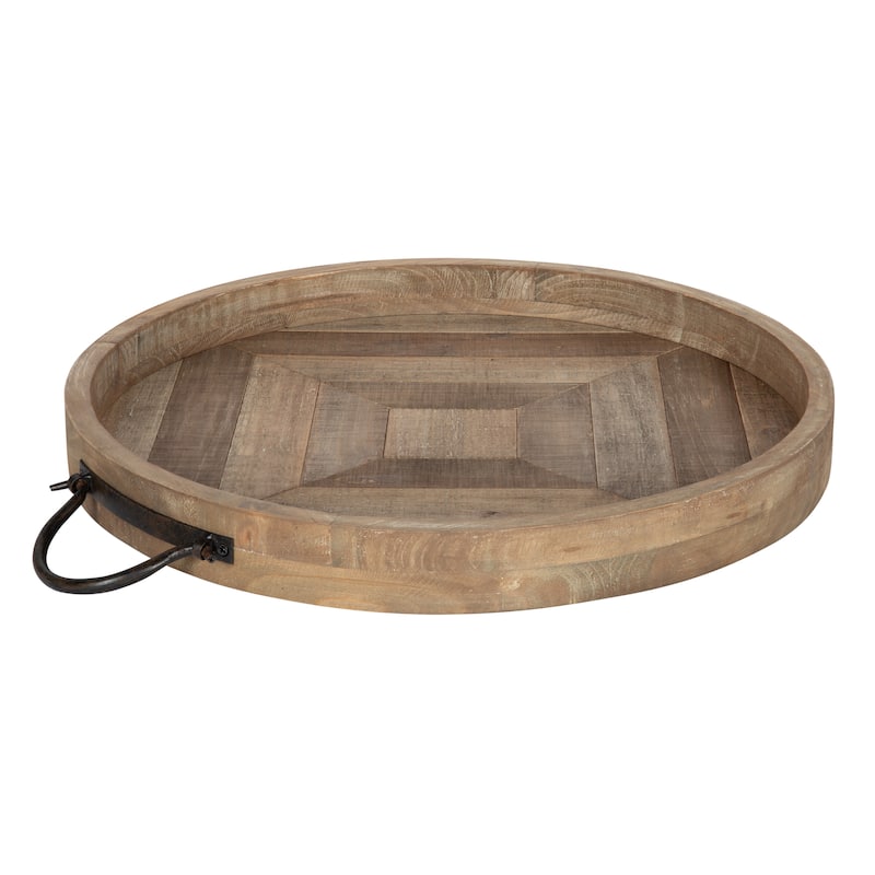 Kate and Laurel Marmora Wood and Metal Round Tray - 18" diameter
