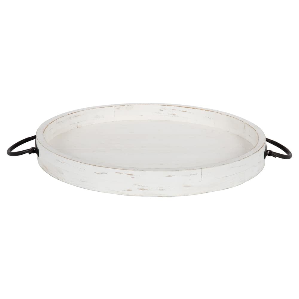 Kate and Laurel Marmora Wood and Metal Round Tray - 18" diameter