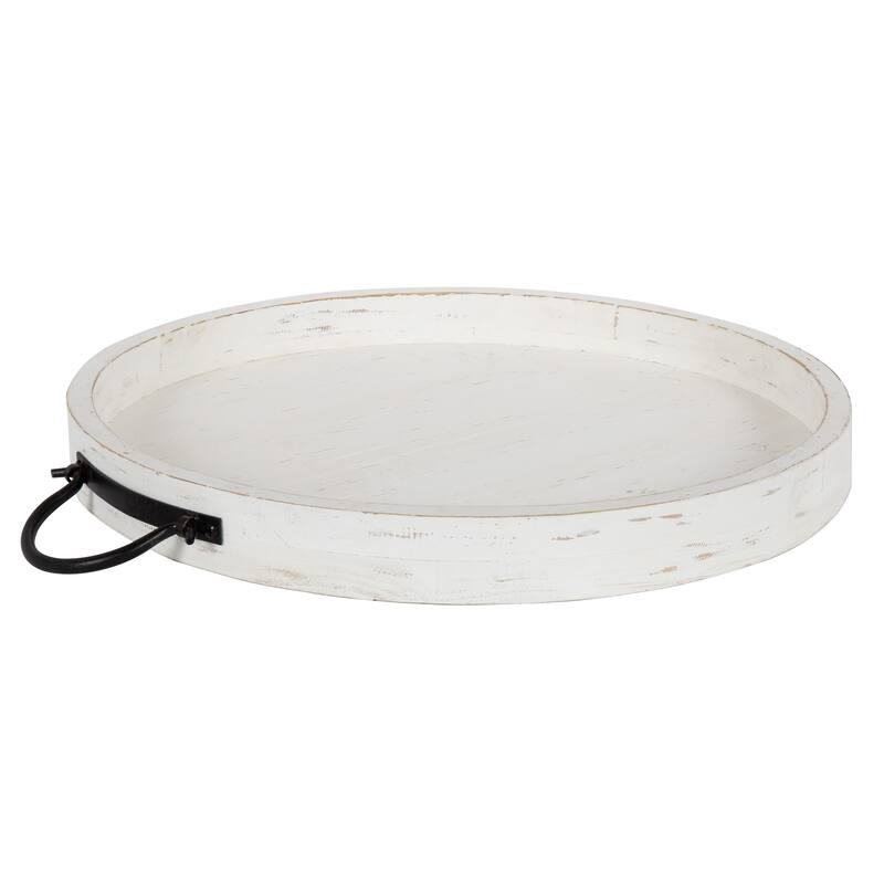 Kate and Laurel Marmora Wood and Metal Round Tray - 18" diameter