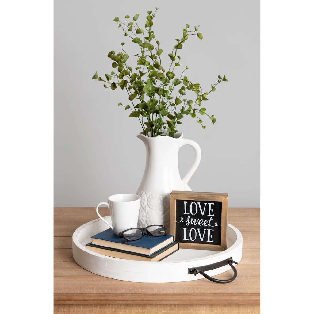 Kate and Laurel Marmora Wood and Metal Round Tray - 18" diameter