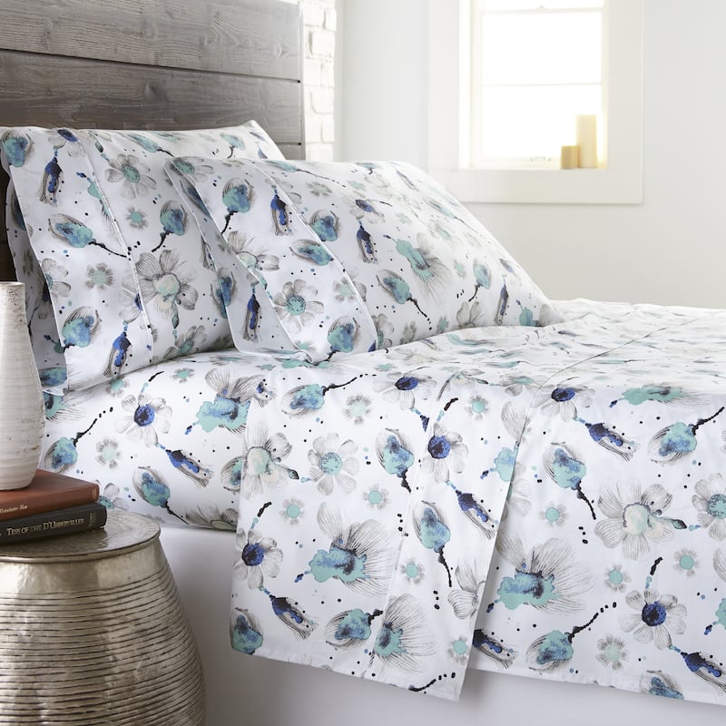 Watercolor Symphony Extra Deep Pocket 4-piece Cotton Bed Sheet Set