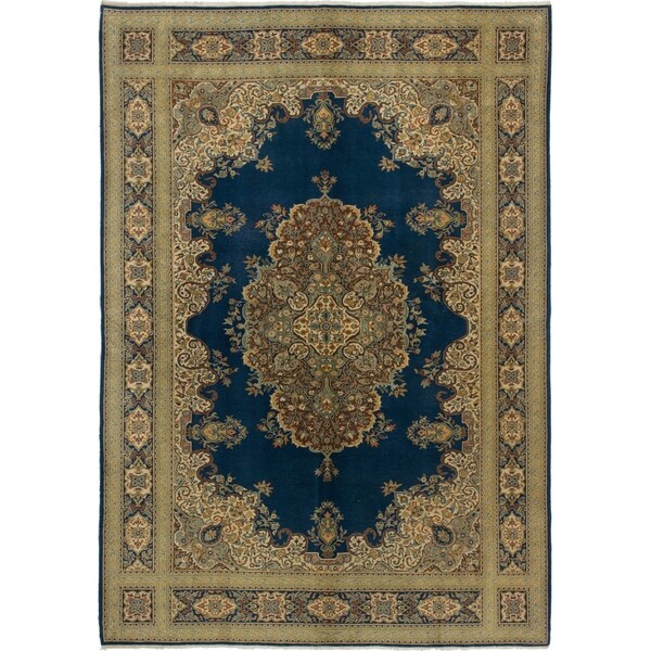 ECARPETGALLERY Hand-knotted Keisari Vintage Navy Blue Wool Rug - 6'10 x 9'9
