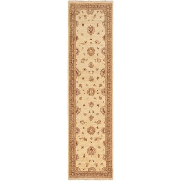 ECARPETGALLERY Hand-knotted Peshawar Finest Cream Wool Rug - 2'8 x 10'7