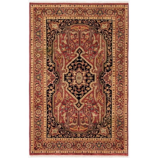 ECARPETGALLERY Hand-knotted Serapi Heritage Dark Red Wool Rug - 5'3 x 8'6